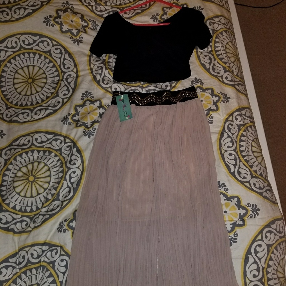 Boutique crop top and maxi skirt